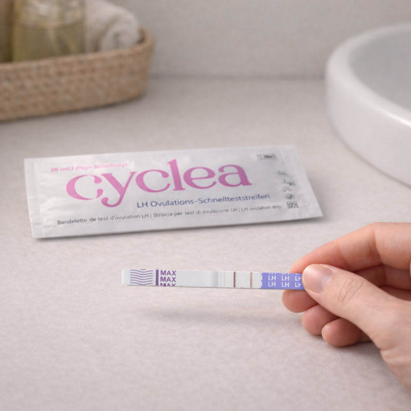 LH Ovulationstest Teststreifen 20 mIU von Cyclea mit Verpackung